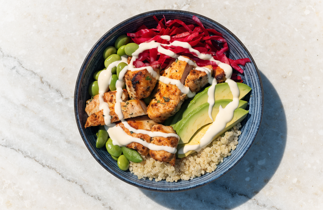 High-Protein Chicken and Quinoa Power Bowls (About 40g Protein)