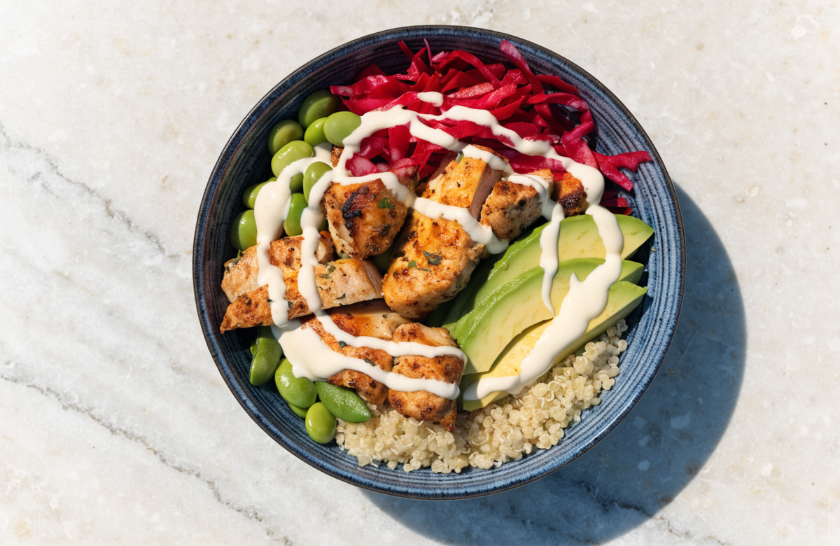 High-Protein Chicken and Quinoa Power Bowls (About 40g Protein)