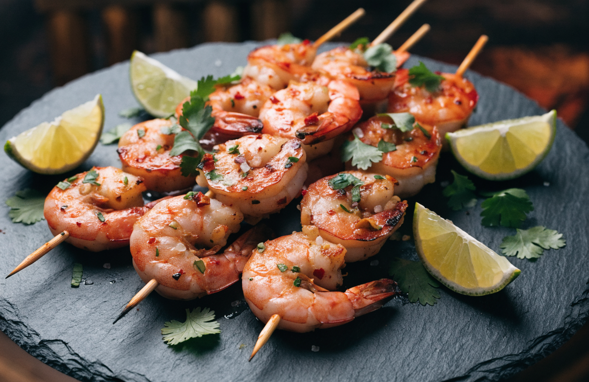 Spicy Garlic Shrimp Skewers
